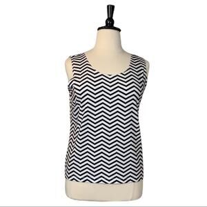 Chico’s Women's Black White Stripe Scoop Neck Tank Top Size 3 - Large